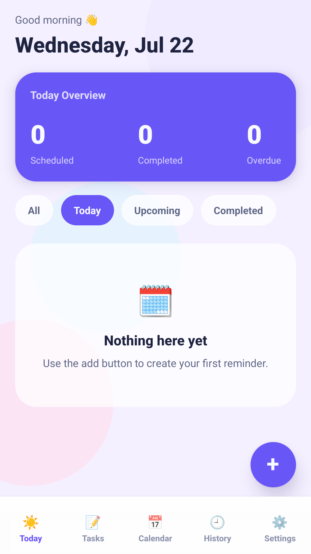 Bright Reminder today screen